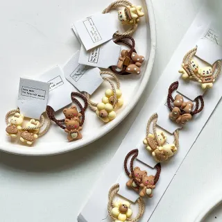 کش مو دخترانه فانتزی عروسکی خرسی 20 عددی