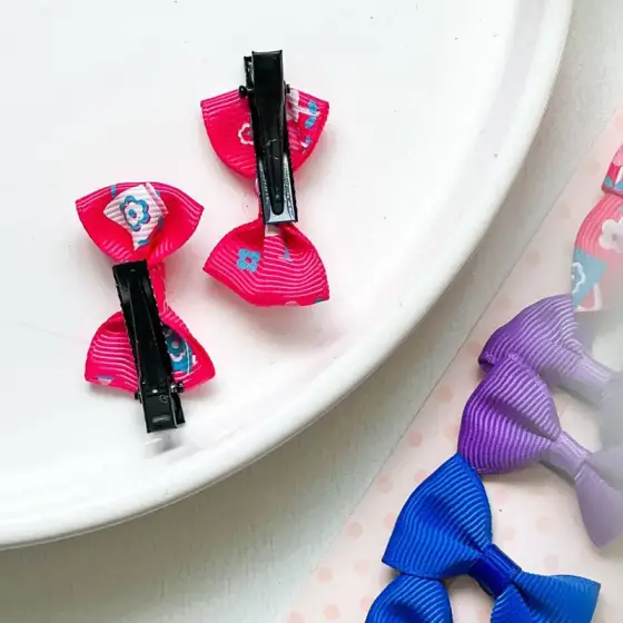 گیره مو دخترانه پاپیونی پارچه‌ای رنگی 20 عددی