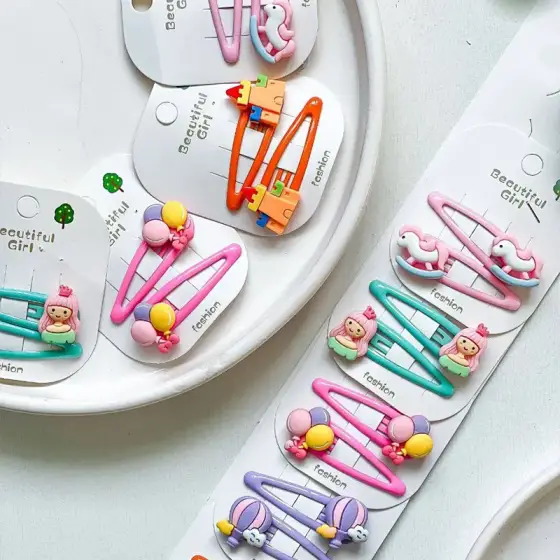 گیره تق‌تقی مو دخترانه فانتزی کارتونی 20 عددی04