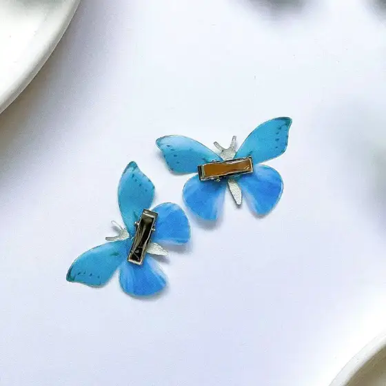 گیره مو پروانه‌ای فانتزی مدل کریستالی بسته 12 عددی کارت‌دار Fashion Jewelry