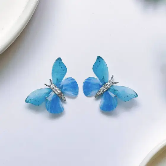 گیره مو پروانه‌ای فانتزی مدل کریستالی بسته 12 عددی کارت‌دار Fashion Jewelry