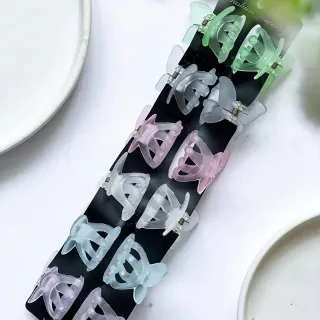 کلیپس مو سایز کوچک مدل پروانه‌ای بسته 12 عددی رنگی