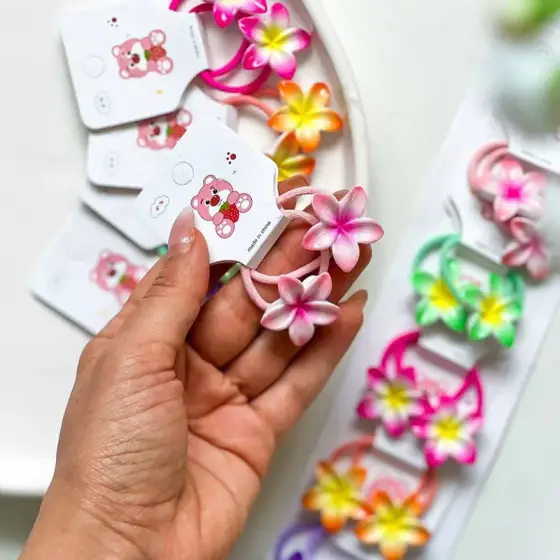 کش مو بچه‌گانه گل‌دار فانتزی – بسته 20 عددی