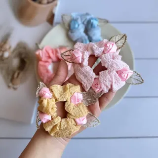 کش مو گل‌دار پارچه‌ای – بسته جینی 6 و 12 عددی