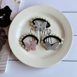 کش مو کارتی پروانه‌ای نگین‌دار – بسته جینی 6 کارت و 12 کارت