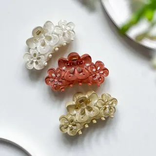 کلیپس مو گل‌دار شفاف زنانه جین 12 عددی