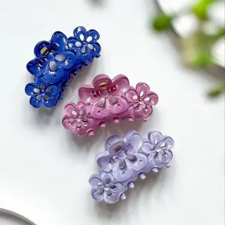 کلیپس مو گل‌دار شفاف زنانه جین 12 عددی