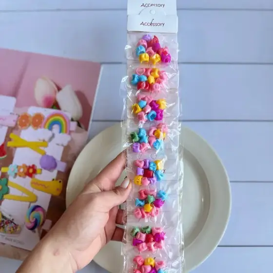 مهره مو کارتی رنگی طرح میکس 80 عددی