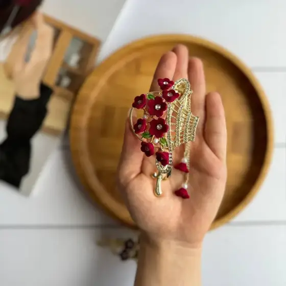 گیره چفتی فلزی آویزی طرح سبد گل میکس