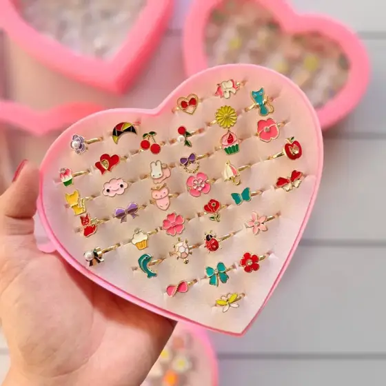 انگشتر فلزی فری‌سایز فانتزی – جعبه 36 عددی