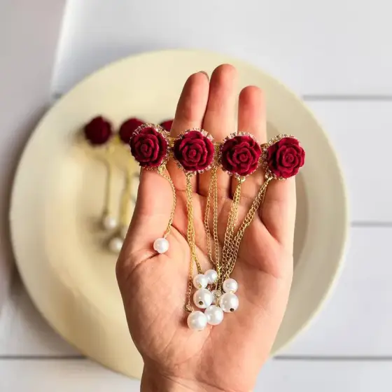 گیره فرانسوی رز نگین‌دار – کد 1026
