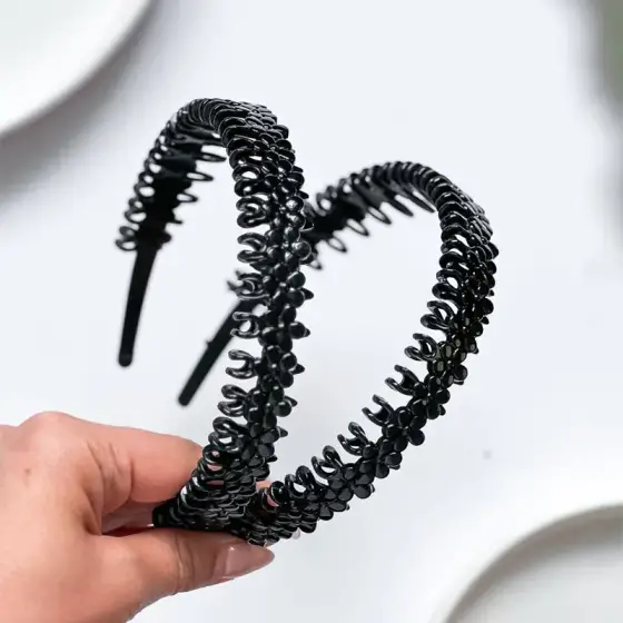 تل مو فنری گل‌دار مشکی – بسته 12 عددی