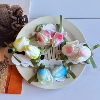 گیره انبری رنگی طرح گل لاله – کد 1231