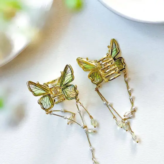 کلیپس مو پروانه‌ای آویزدار رنگ ثابت – بسته 12 عددی