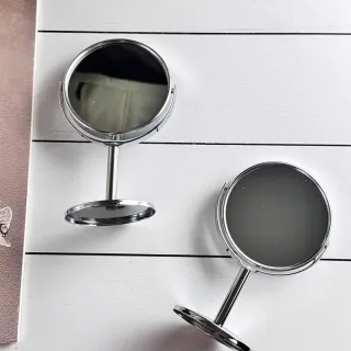 آینه میکاپ دوطرفه رومیزی استیل – کد 1367